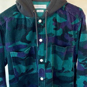 Urban Outfitters Corduroy Camo button-up jacket with hood